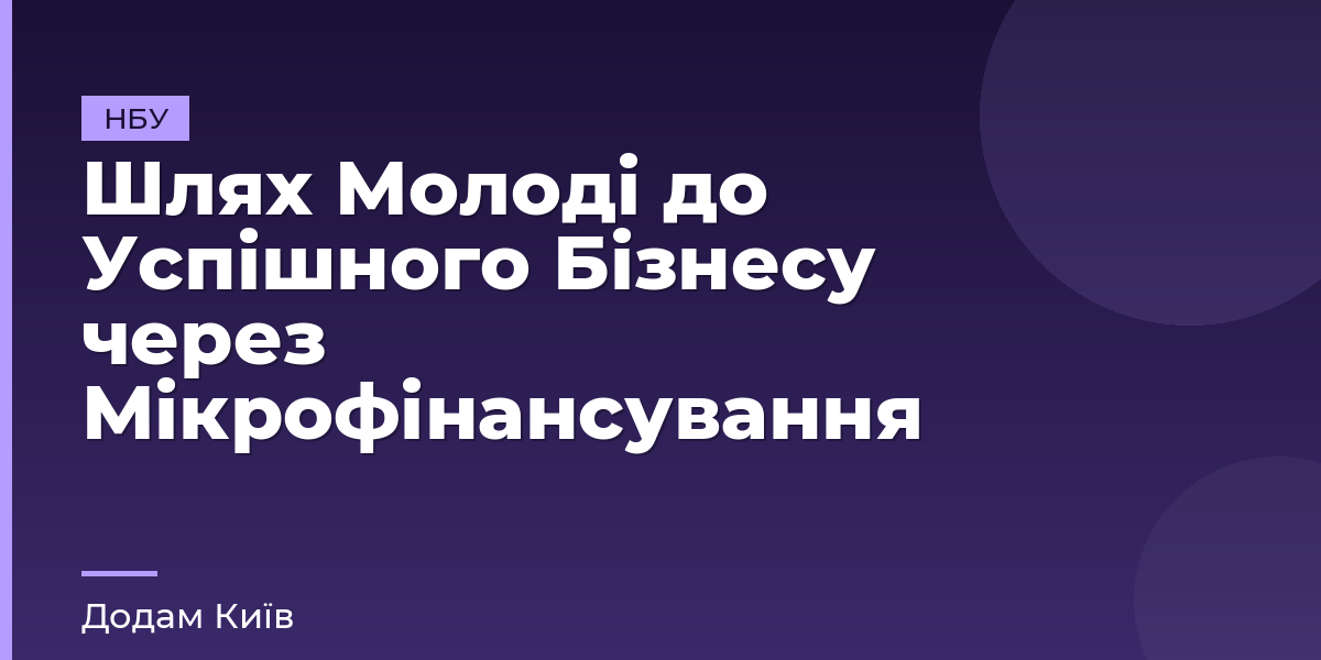 Шлях Молоді до Успішного Бізнесу через Мікрофінансування